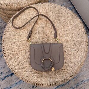 See By Chloe Mini Hana Bag Motty Gray Leather Key Crossbody Flap Messenger Bag